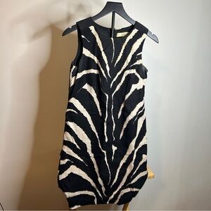 LOFT Black and White Zebra Pattern Mini Dress